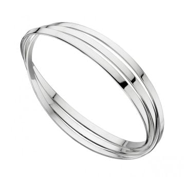 Motive Silver 3 Row Bangle