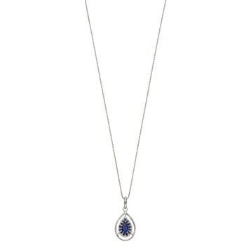 Precious 9ct White Gold & Sapphire Cut Out Teardrop Pendant